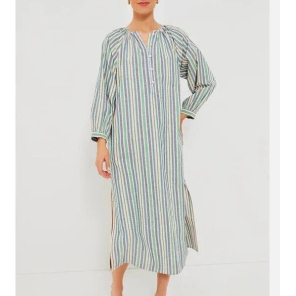 NEW Pomander Place Tuckernuck Heidi Striped Cotton Maxi Shirt Dress Size XXL